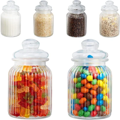 Afbeelding van voorraadpotten 6 stuks 1000 ml met deksel voor snoep en pasta glas luchtdicht