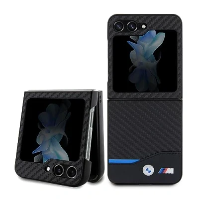 Afbeelding van BMW M Carbon Blue Line Back Case Geschikt voor Samsung Galaxy Flip 5 (F731) Zwart