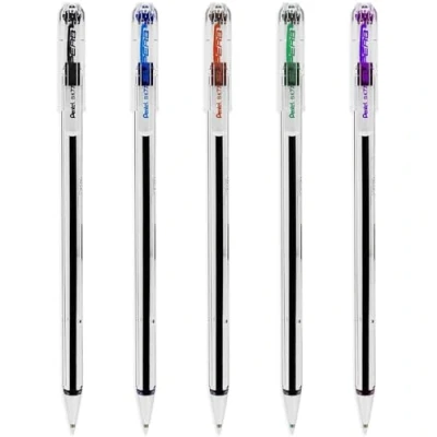 Afbeelding van PENTEL Superb BK77 balpen, zwart, blauw, rood, groen, paars, 0,7 mm punt, 5 stuks