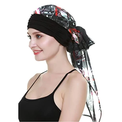 Afbeelding van FocusCare Koele zomertulband voor kankerpatiënten, chemohoed, gele bloemen, één maat, geel