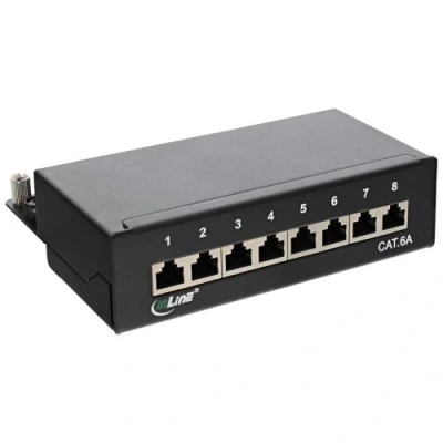 Image de Panneau de raccordement InLine®, ensemble table / mur Cat.6A, 8 ports, noir RAL9005