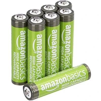 Image de Amazon Basics Lot de 8 piles rechargeables AAA NiMH haute capacité 850 mAh, pré chargées