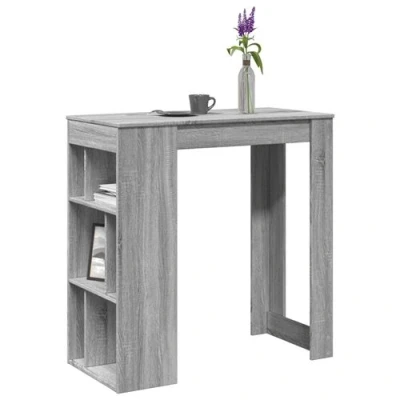 Image de vidaXL Table de bar avec étagères sonoma gris bois d&#039;ingénierie854360