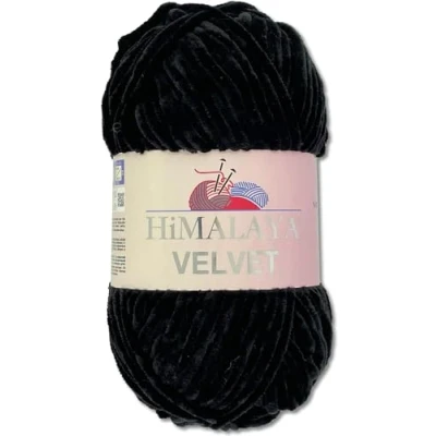 Afbeelding van Himalaya Velvet Dolphin breiwol, 100 g, 40 kleuren om uit te kiezen, chenille breigaren, pluizige garen, glans, accessoire, kleding, dekens (90011, zwart)