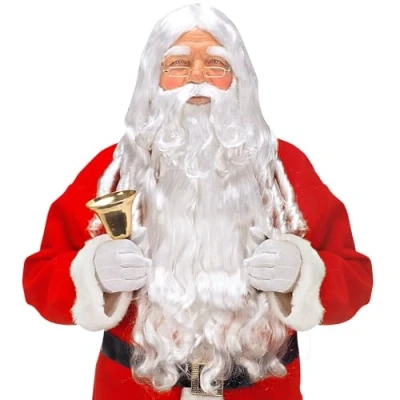 Afbeelding van Luxe kerstman set Baard Pruik en wenkbrouwen