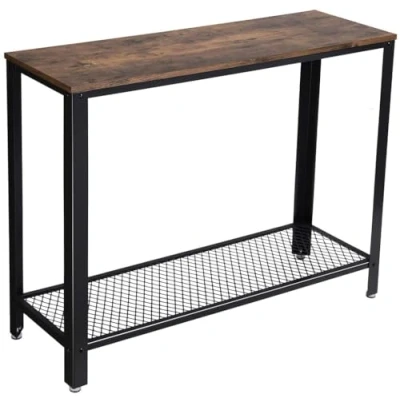 Afbeelding van Hoppa! console Tafel Bijzettafel Zwart Hout/ijzer Vintage 101.5 x 35 80 cm