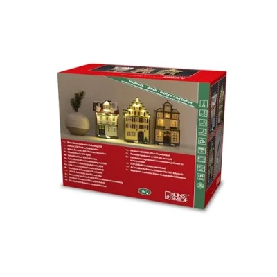 Afbeelding van Konstsmide 4308 000 LED decor Huis Set van 3 stuks Barnsteen Amber Timer, Schakelaar
