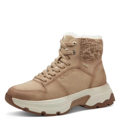 Afbeelding van s.Oliver Snowboots, Dames, Maat: 36, Beige Textiel/ synthetisch