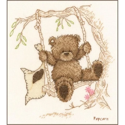 Afbeelding van Borduurpakket Popcorn the Bear op schommel 0011188
