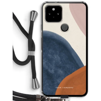 Afbeelding van Case Company® hoesje met Koord geschikt voor Google Pixel 5 Geo #1 Telefoonhoesje Zwart Bescherming aan alle Kanten en Over de Schermrand