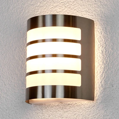 Afbeelding van Lindby Wandlampen buiten 1licht Roestvrij staal, polycarbonaat H: 20 cm E27 wit