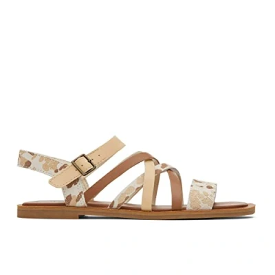 Afbeelding van TOMS Sephina Platte sandalen voor dames, Abstract koeienpatroon in beige