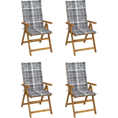 Afbeelding van Tuinstoelen 4 st verstelbaar met kussens massief acaciahout