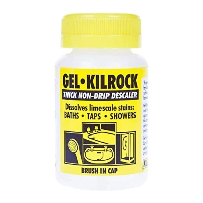 Afbeelding van Kilrock kalkverwijderaar gel met borstel 160 ml niet druipende ontkalker voor kalkaanslag verwijderen van kranen wastafel douche badkamer douchekop