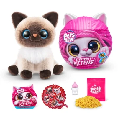 Afbeelding van Pets Alive Smitten Kittens Surprise, Mooloo, Nurture Play, Soft Toy Unboxing, interactief, 10 geluiden, ultrazachte knuffels, Adopt Electronic Pet Kitten (Mooloo)