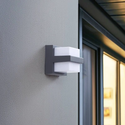 Afbeelding van Lindby Smart LED buitenwandlamp Fyra hoekig CCT RGB Tuya