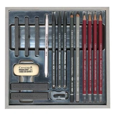 Image de Coffret à dessin Silver Box 17 pièces Brevillier&#039;s Cretacolor