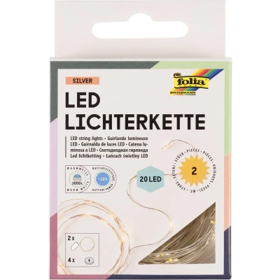Afbeelding van Folia Lichtslinger Led, 20 Led&#039;s, 2,20 M, Op Batterijen, Pak Van 2 Stuks Lichtband