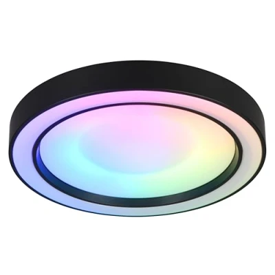 Afbeelding van Reality Leuchten ARCO R65091432 LED plafondlamp, kunststof, matzwart, 22 watt, led, kleurverandering, afstandsbediening