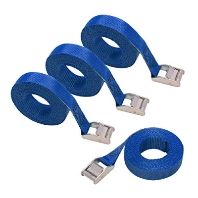 Afbeelding van Amazon Basics 4 stuks sjorbanden 2,5 m lengte 25 mm breedte 150 kg spanband volgens DIN EN 12195 2 blauw