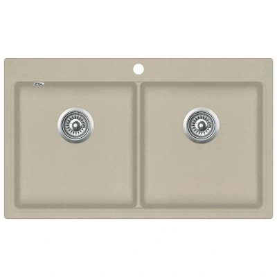 Afbeelding van Gootsteen dubbele bakken graniet beige
