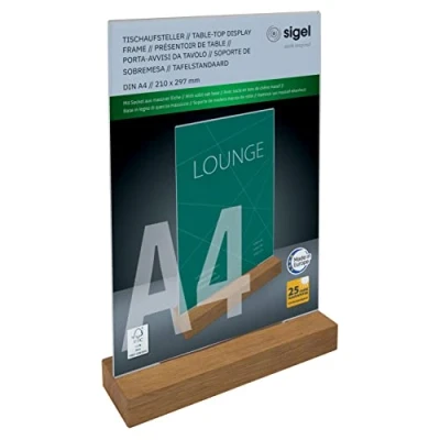 Afbeelding van Sigel TA256 Tafelstatief Voor papierformaat: DIN A4 Glas (helder), Hout 1 stuk(s)