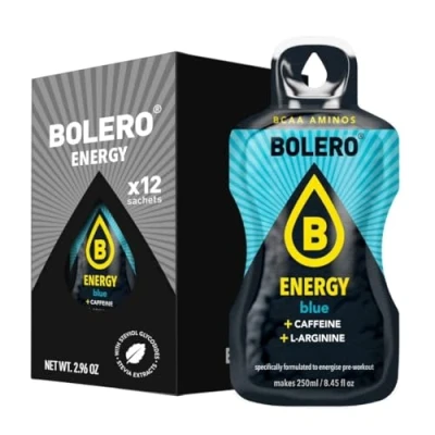 Image de Bolero Energy Blue Lot de 12 sachets 7 g Boisson en poudre sans sucre Végétalien et gluten Pour les modes vie actifs
