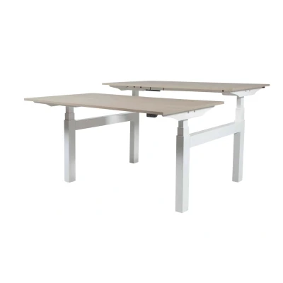 Afbeelding van Lectro Duo Plus werkplekken, zit sta (64 130cm) hoogte verstelbaar dmv 2 elektromotoren per wp met 180x80cm havana/ kersen licht 25mm bladen en