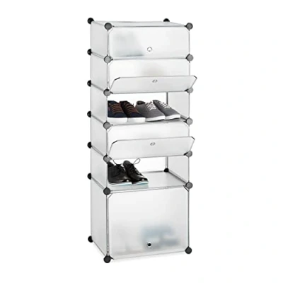 Afbeelding van Schoenenkast met 6 vakken, plug in kast, opslag h x b d: 52 37 9 cm, transparant