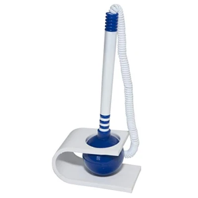Afbeelding van OFFICER PRODUCTS Balpen met telescopisch koord, schrijfkleur: blauw, balpenhouder, zelfklevend, kleur: blauw en wit