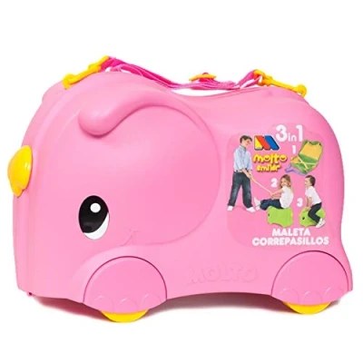 Afbeelding van Molto Koffer voor kleine kinderen, Smiler, bagage kinderen. en correpasillos met wielen trekriem om op de luchthaven te spelen., Roze, Kinderkoffer