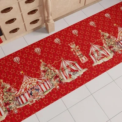 Afbeelding van PETTI Artigiani Italiani keukentapijt voor Kerstmis, keukenloper, kersttapijt, antislip en wasbaar, 52 x 280 cm, gemaakt in Italië