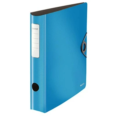 Image de Leitz Classeur de qualité 180 Active Solid 10481030 Format A4 Dos arrondi 6,5 cm large Fermeture élastique Polyfoam léger En plastique Bleu clair