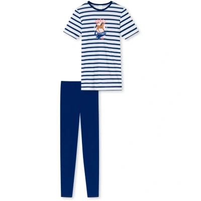 Afbeelding van Schiesser LANG Horse World SET Pyjama voor kinderen, Maat: 116, Weiss blau