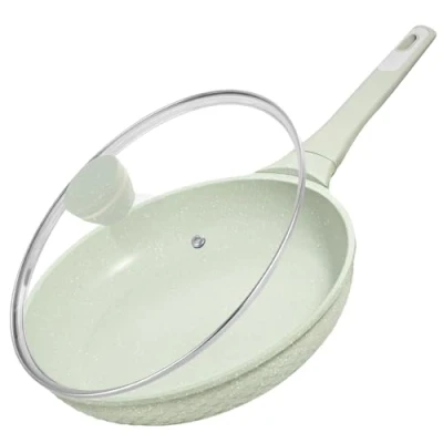 Afbeelding van DYGG Braadpan met glazen deksel, 28 cm, coating voor alle warmtebronnen, inclusief inductie, vetvrij braden, granietmateriaal antiaanbaklaag, 100% PFAS vrij, PFOA vrij