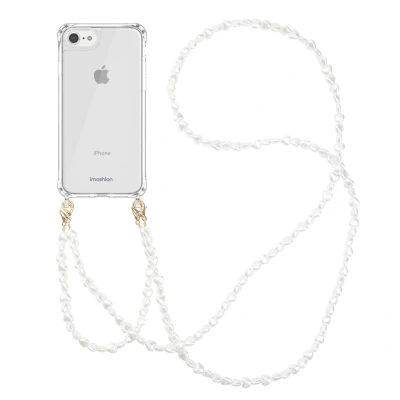 Afbeelding van imoshion Hoesje Geschikt voor iPhone 7 / 8 SE (2020) (2022) met koord Backcover + armband Parels hartjes transparant