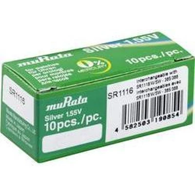 Afbeelding van Murata Knoopcel 366 1.55 V 10 stuk(s) 30 mAh Zilveroxide SR1116 PBWW