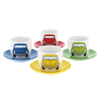 Afbeelding van BRISA VW Collection set van 4 espressokopjes / thee en cappuccino in lieveheersbeestje design (lieveheersbeestje voor, kleuren, 4/100 ml)