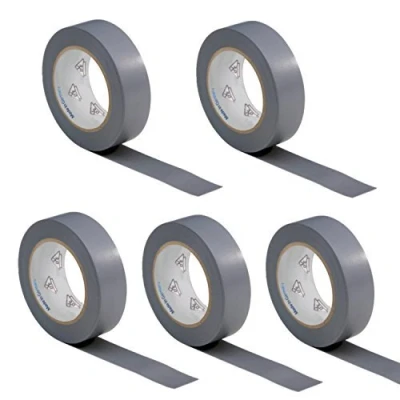 Afbeelding van AUPROTEC 5 stuks pvc isolatietape, grijs, 15 mm x 10 m, DIN EN 60454 3 1
