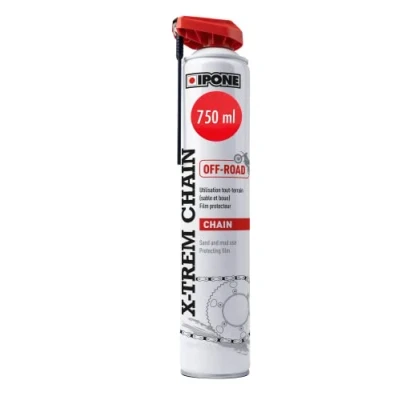 Afbeelding van Ipone 800648 X trem Chain off road racemotorvet, anti plak formule, precieze spray zonder uitsteeksel, spuitbus met diffusor meerdere standen 750 ml, wit