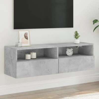 Afbeelding van Tv wandmeubel 100x30x30 cm bewerkt hout betongrijs