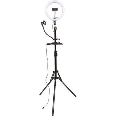 Afbeelding van StudioKing LED Vlog Set SK K190 met Ringlamp en Microfoonhouder
