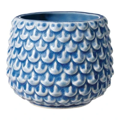 Afbeelding van Bloomingville Pinecone Bloempot, decoratieve bloempotten, kleur voor binnen, creatieve retrostijl, S (9,5 cm ø), blauw, keramiek