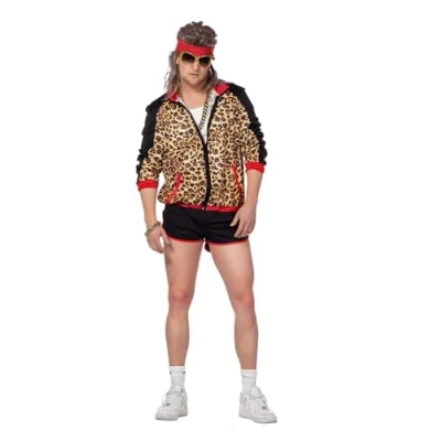 Afbeelding van Wilbers &amp; Jaren 80 90 Kostuum Retro Trainingspak Sportieve Krachtpanter Man Bruin, Zwart Small Carnavalskleding Verkleedkleding