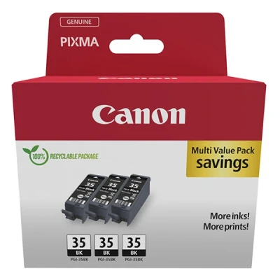 Image de Canon PGI 35BK Triple Pack de 3 9.3 ml noir original réservoir d&#039;encre pour PIXMA IP100 with battery, iP110, TR150, TR150 Battery Pack; RC