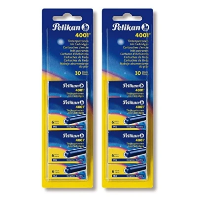 Afbeelding van Pelikan 330845 330845/2 cartridges, 10 stuks, 4001 TP/6, blauw