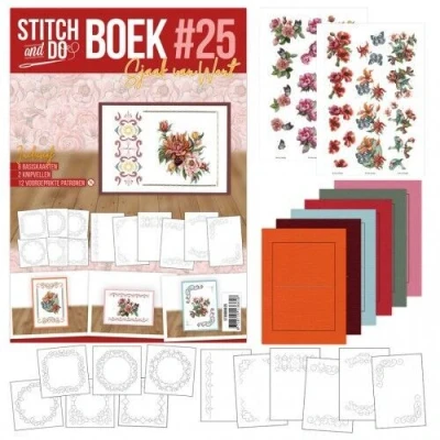 Afbeelding van Stitch and Do Boek A6 25 Reddish flowers