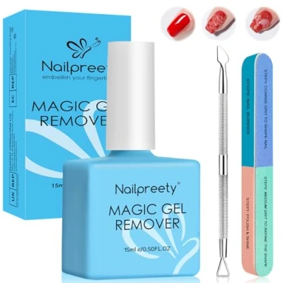 Afbeelding van 15 ml dissolvant pour ongles en gel avec pousses cuticules,Gel Nail Polish Remover,Nail Remover Kit lime à et cuticules