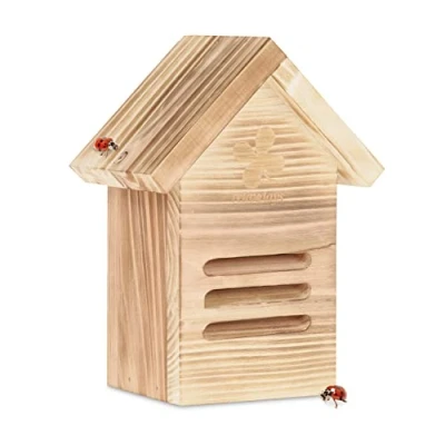 Afbeelding van Relaxdays insectenhotel lieveheersbeestjeshotel nesthulp ophangen hout gevlamd