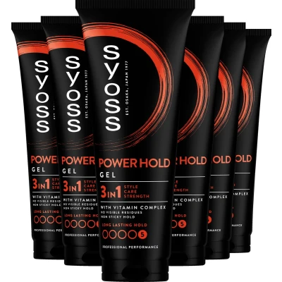 Afbeelding van Syoss Power Hold Styling Haargel 6x250 ml Voordeelverpakking